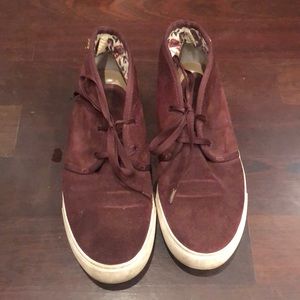 Tory Burch Burgundy Suede Iggy High Tops Sneaker